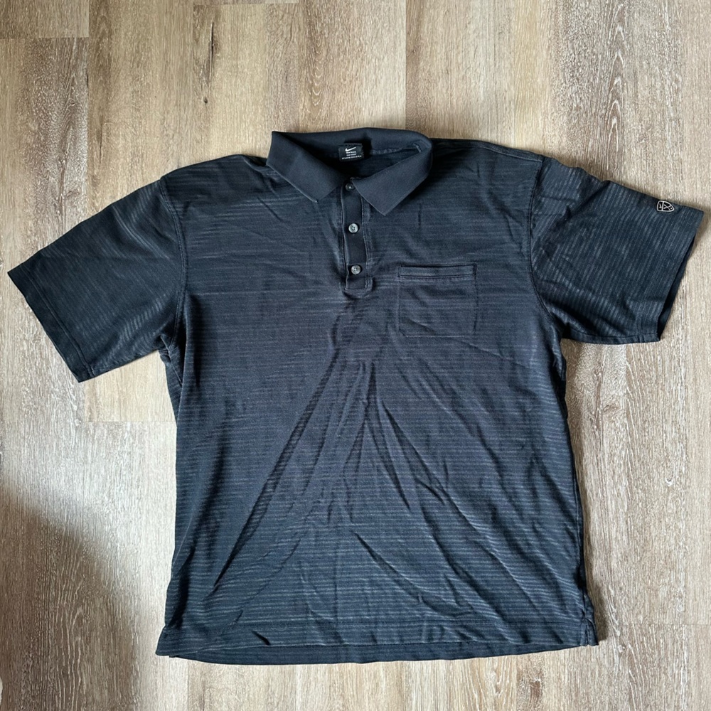 Nike X Golf Charcoal Black Polo Shirt with Stripes